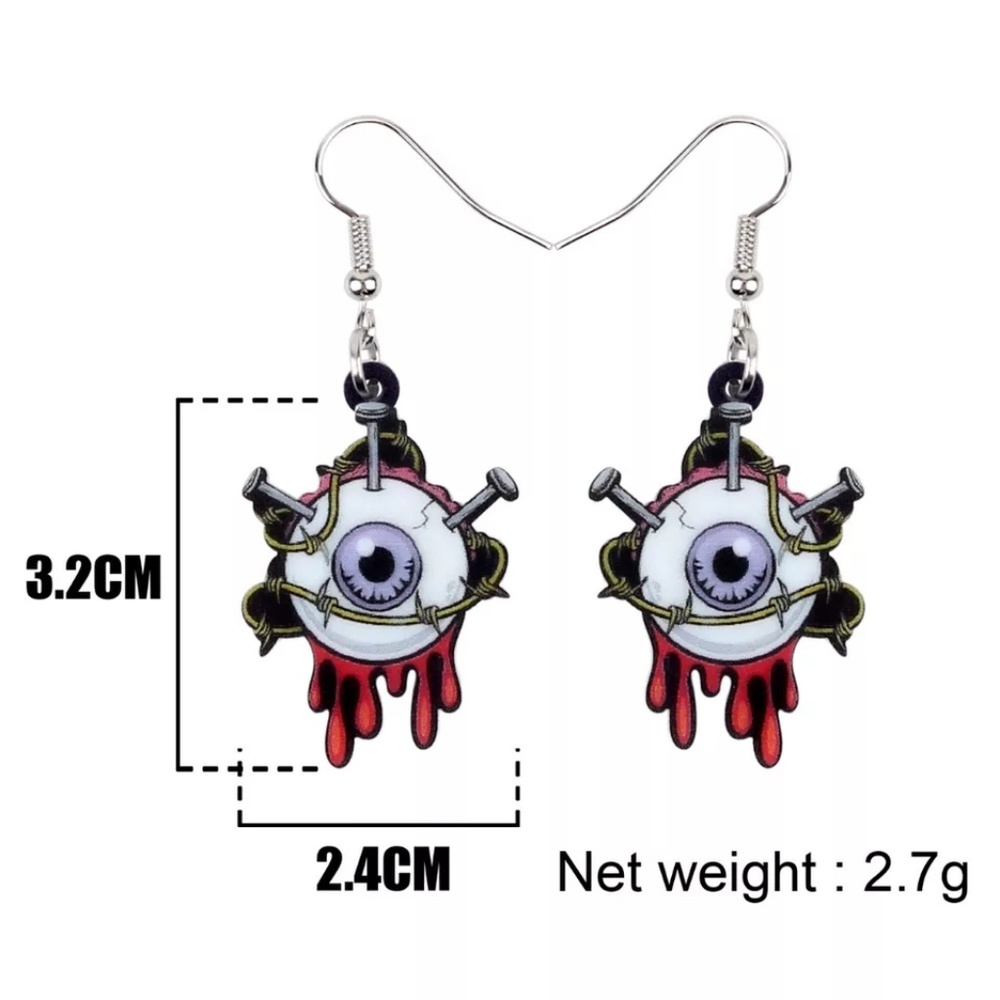 Acrylic Halloween Horror Eyeball Drop Earrings - Picture 4 of 5